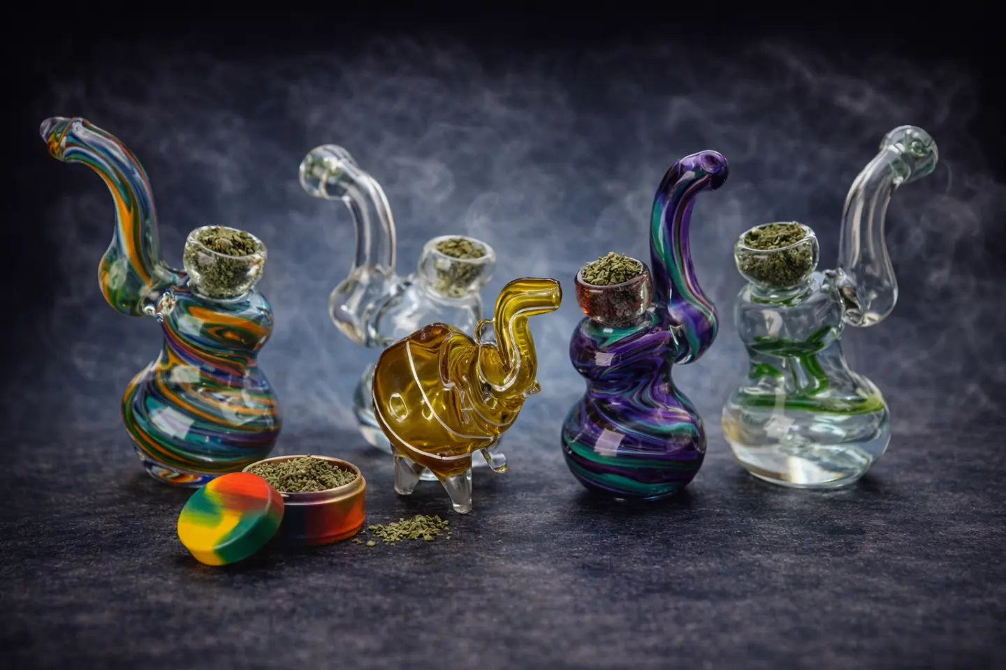 Premium glass bubblers for smooth water-filtered smoking with compact design