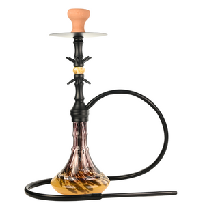 Hookah with glass shisha and wooden top on a white background