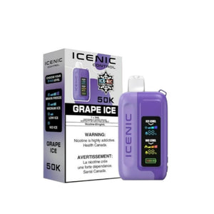 Purple ICENIC vape device with packaging on a white background
