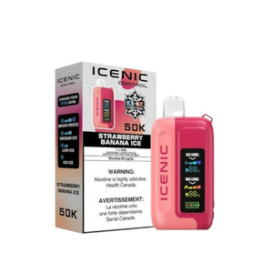 ICENIC vape device and packaging on a white background