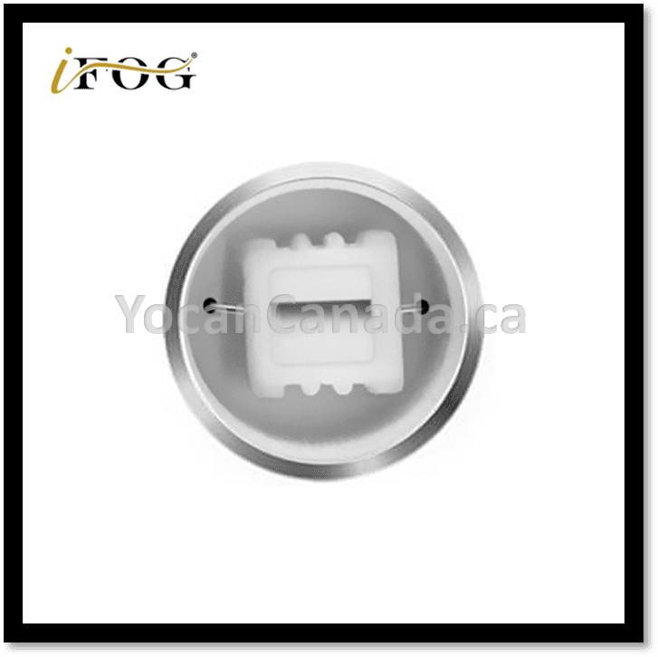 A box of five iFog Vortex Layered Square Ceramic Coils for dry herb, displayed in a black box with a green and white label.