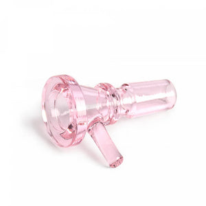 Pink glass smoking accessory on a white background