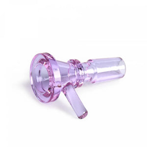 Pink glass smoking accessory on a white background