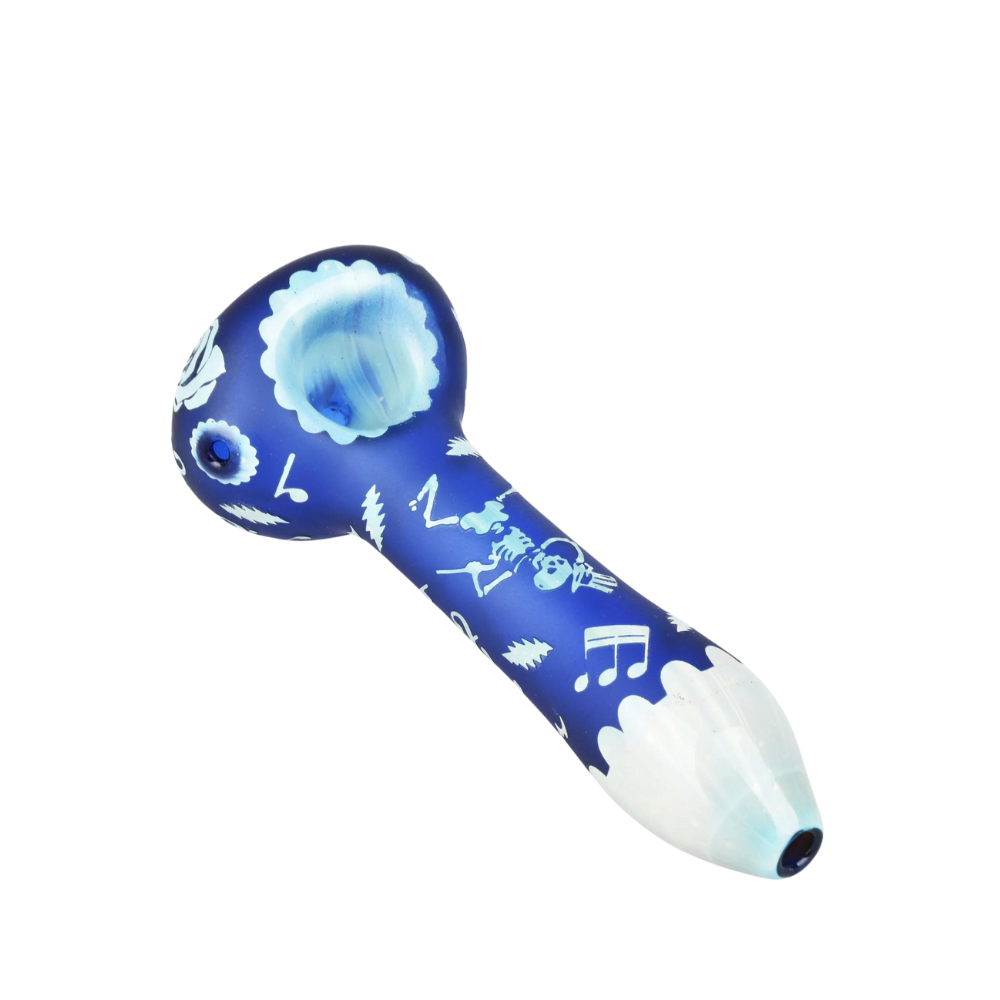 4.75" Pulsar X Grateful Dead Steal Your Face Etched Spoon Pipe