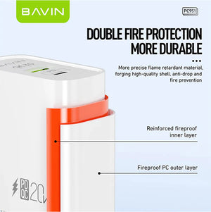 Bavin product with fire protection features on a light blue background