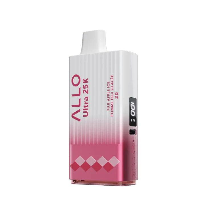 Pink and white ALLO vape device on a white background