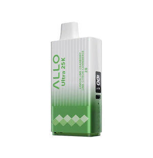 Green and white vape device with 'ALLO' branding on a white background