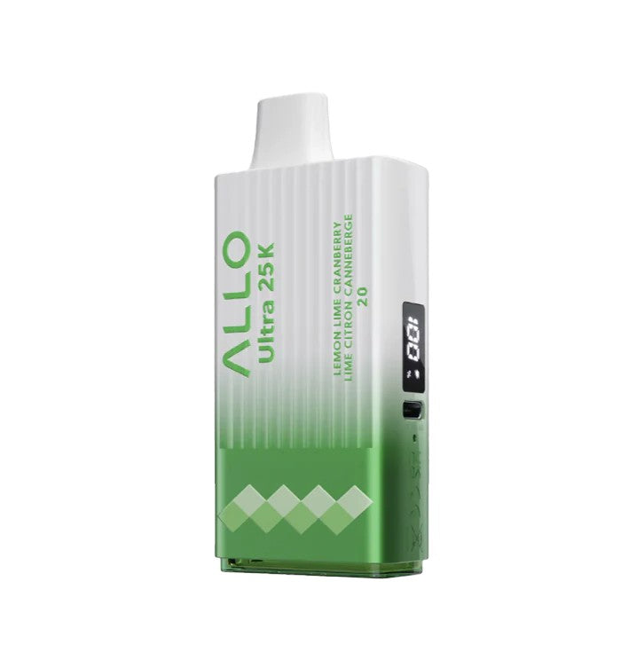 Green and white vape device with 'ALLO' branding on a white background