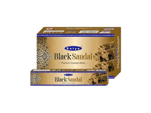 Satya Black Sandal incense sticks packaging on a white background