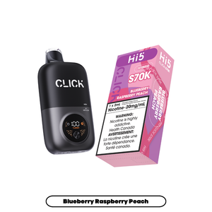 Black Click device with a pink and purple box labeled 'Hi5' on a white background