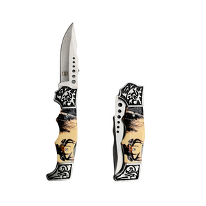 Ozzuni Stainless Steel Rustic Deer Foldable Knife - Trendies Smoke and Vape