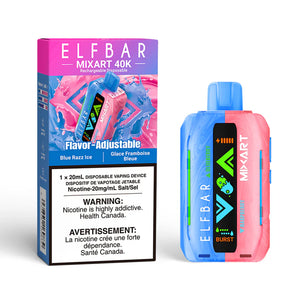 Elf Bar Mixart 40K vape device and packaging on a white background