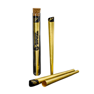 Two gold-colored pipes with black accents and 'G-RAZ' branding on a white background.