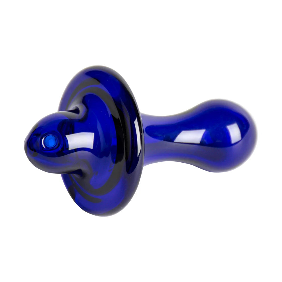 Blue glass object on a white background