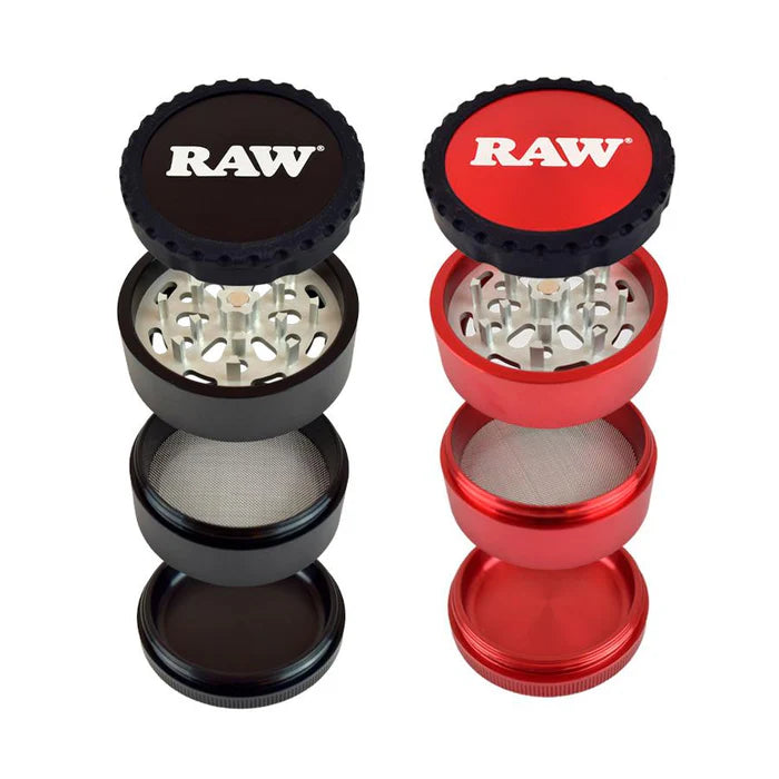 Raw 4pc Life Grinder Black w/ Clear Body - Trendies Smoke and Vape