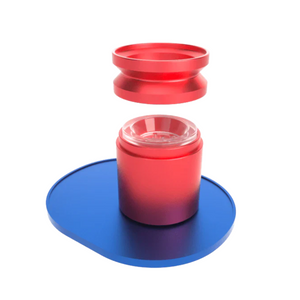 Red and blue gradient container on a white background