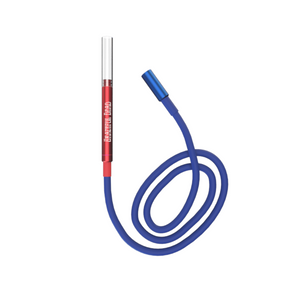 Blue跳绳 with red and silver handle on a white background