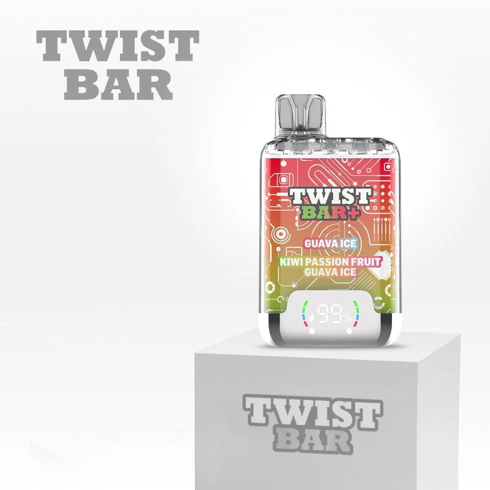 Twist Bar vape device with colorful label on a white background