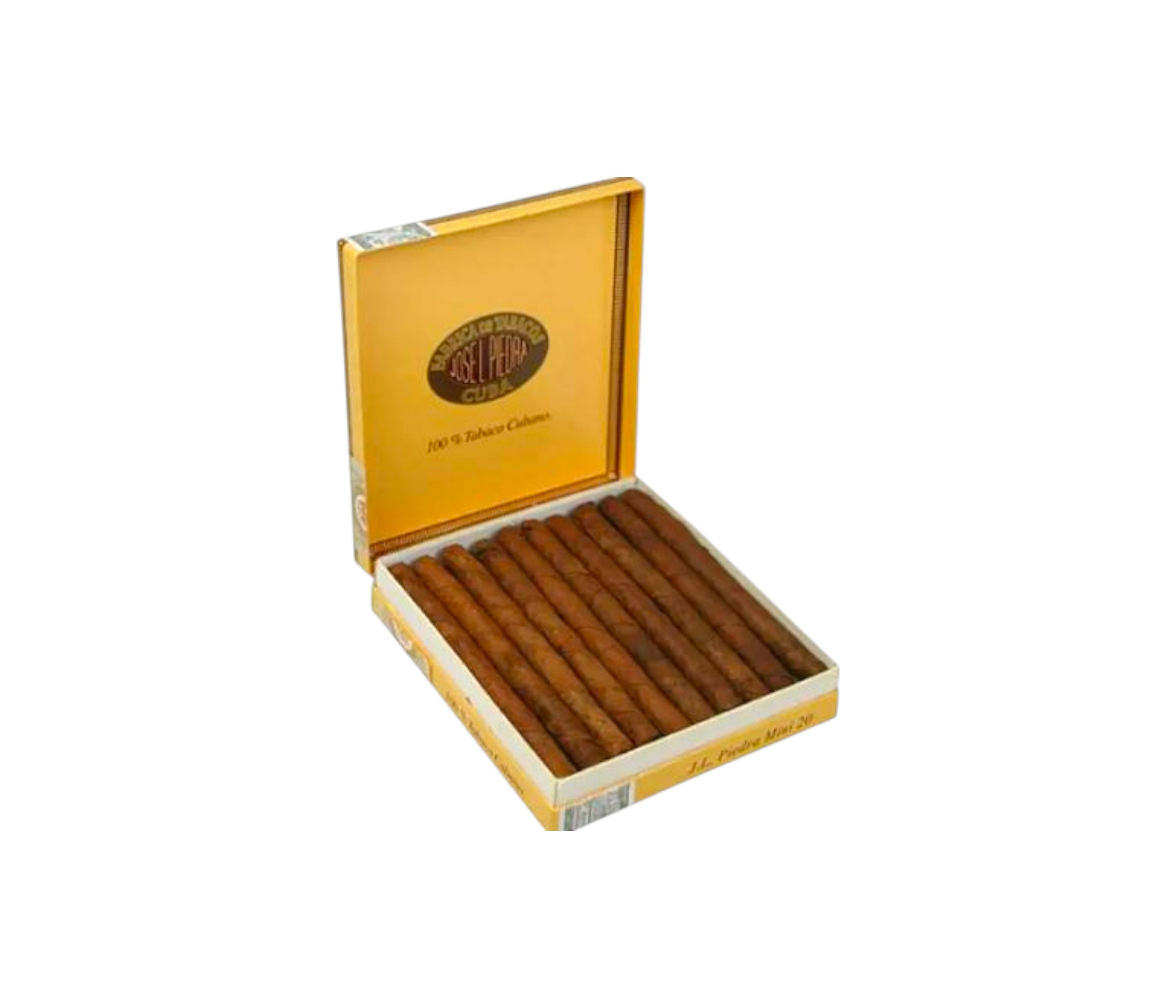 Open box of cigars with a visible brand logo on a white background
