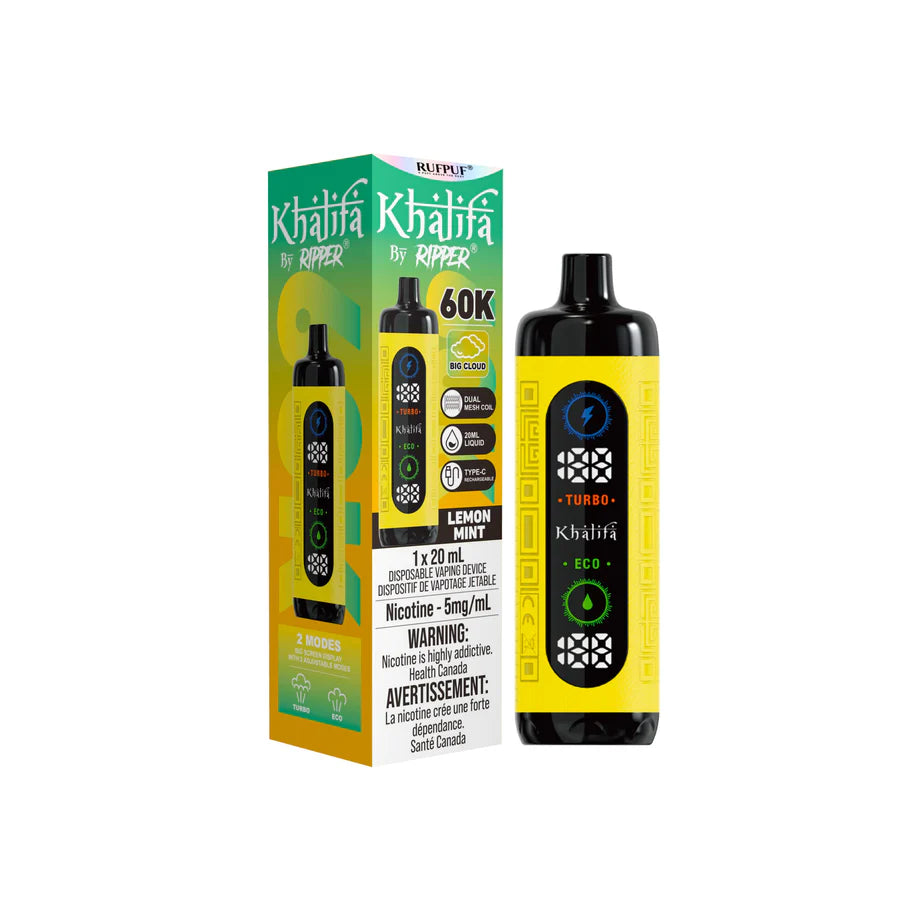 Khalifa Ripper vape device and packaging on a white background