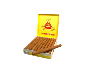 Montecristo cigars in a yellow box on a white background