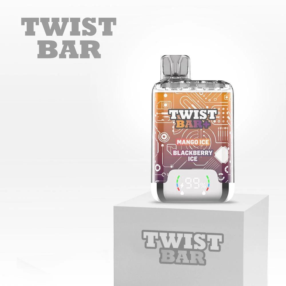 Twist Bar vape device with colorful packaging on a white background