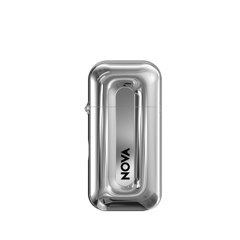 Silver inflatable raft with 'NOVA' branding on a white background