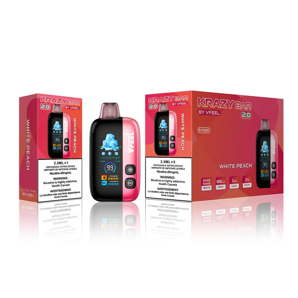 Krazy Bar vape device and packaging on a white background