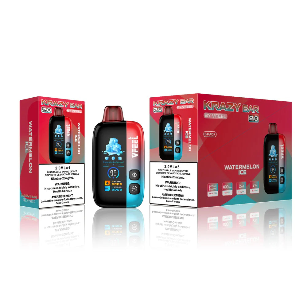 Krazy Bar vape device and packaging on a white background