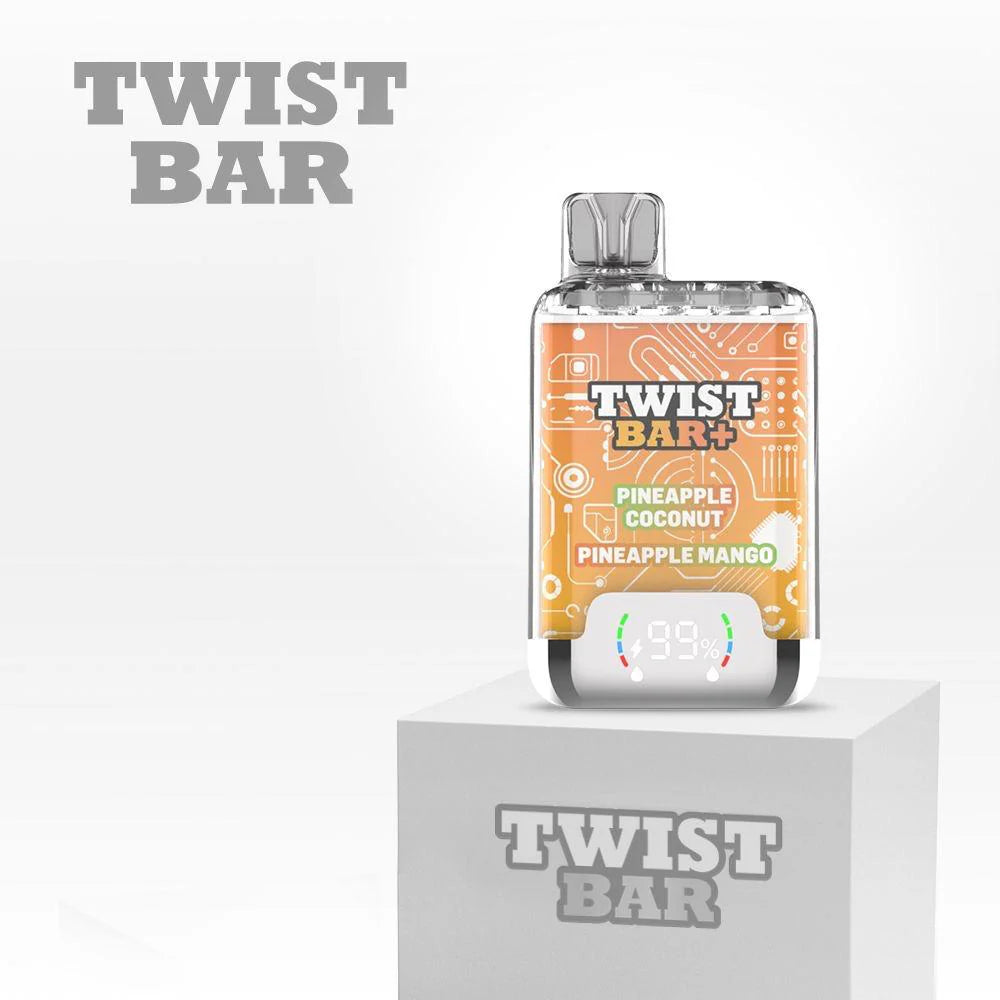 Twist Bar vape device with digital display on a white background