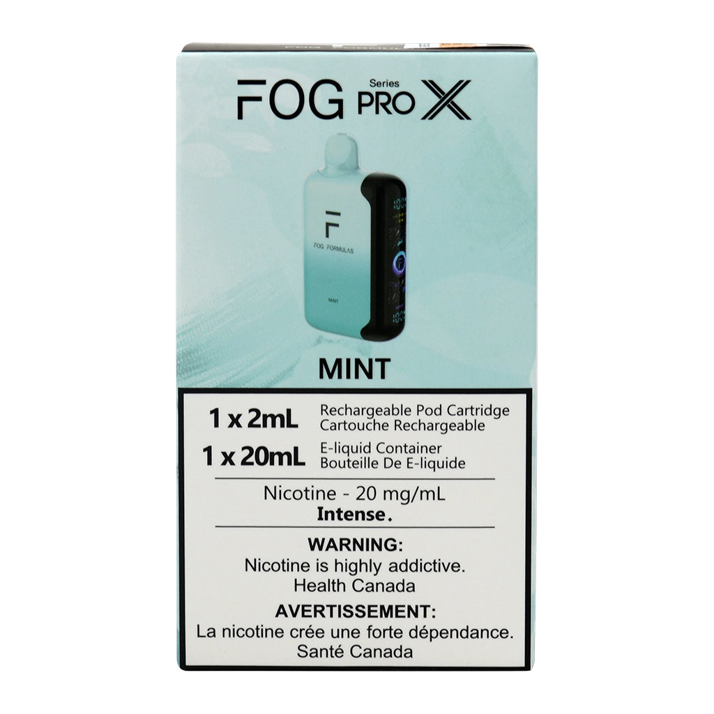 FOG Pro X Mint e-liquid packaging on a white background