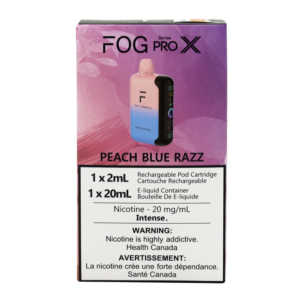 FOG Pro X vape device packaging with a purple and pink gradient design.