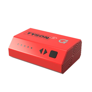 Red electronic device with 'Tyson' branding on a white background