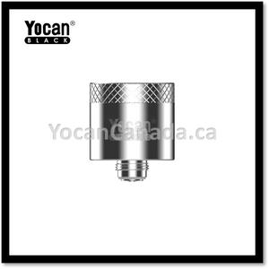 A silver-colored circular coil for a vape pen, branded with 'Yocan'.