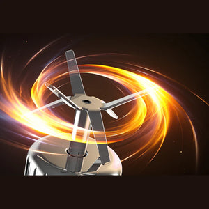 Metallic propeller blade with glowing circular effect on a dark background