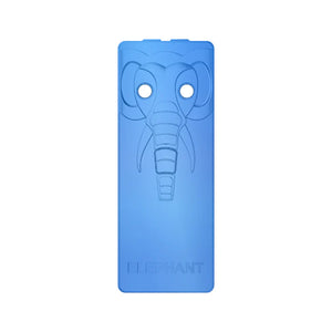 Blue ice pack with elephant design on a white background