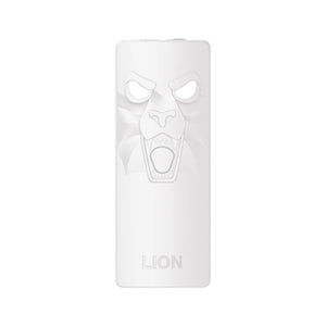 White phone case with lion face design on a white background