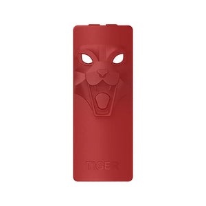 Red phone case with tiger design on a white background