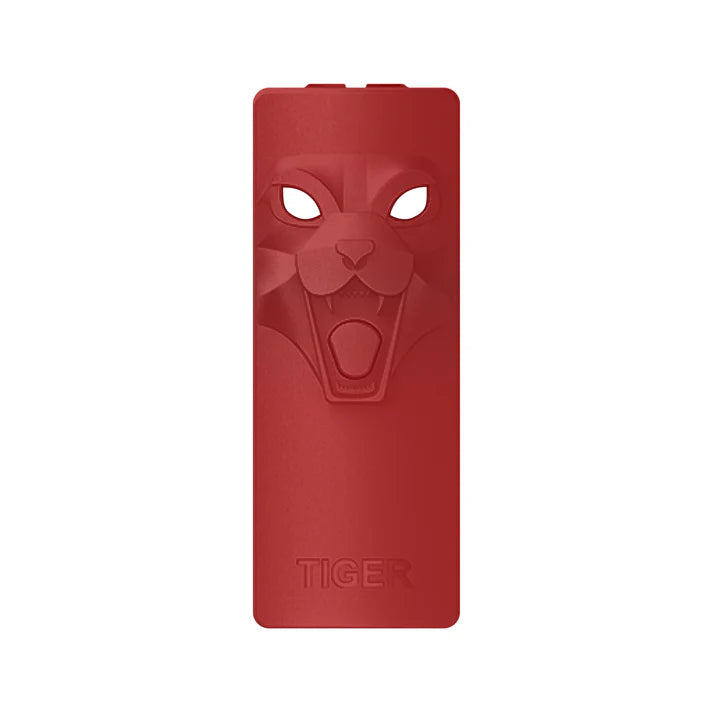 Red phone case with tiger design on a white background