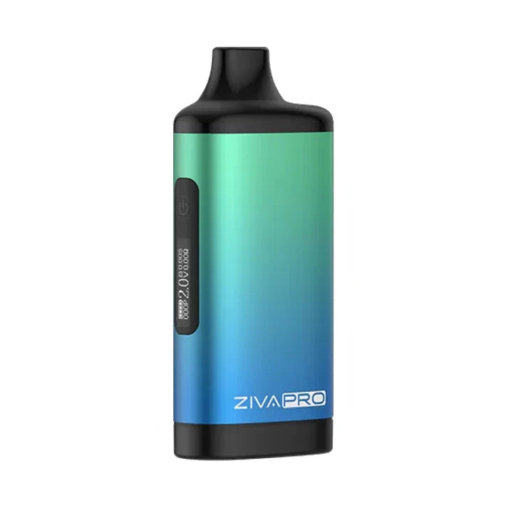 Gradient blue and green Ziva Pro vape device on a white background