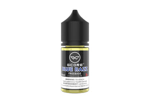 Gcore Blue Razz freebase vape juice bottle on a white background