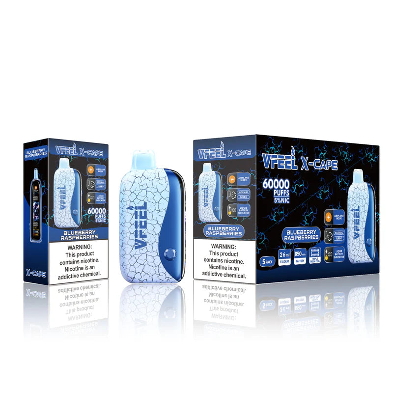 Vfeel X-Cape vape device and packaging on a white background