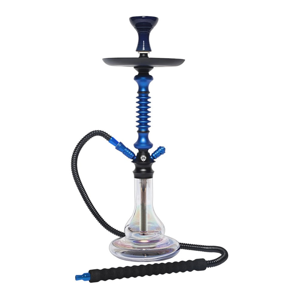 Blue and black hookah on a white background