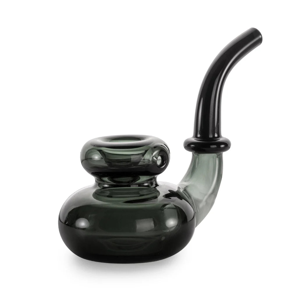Glass pipe with a black accent on a white background