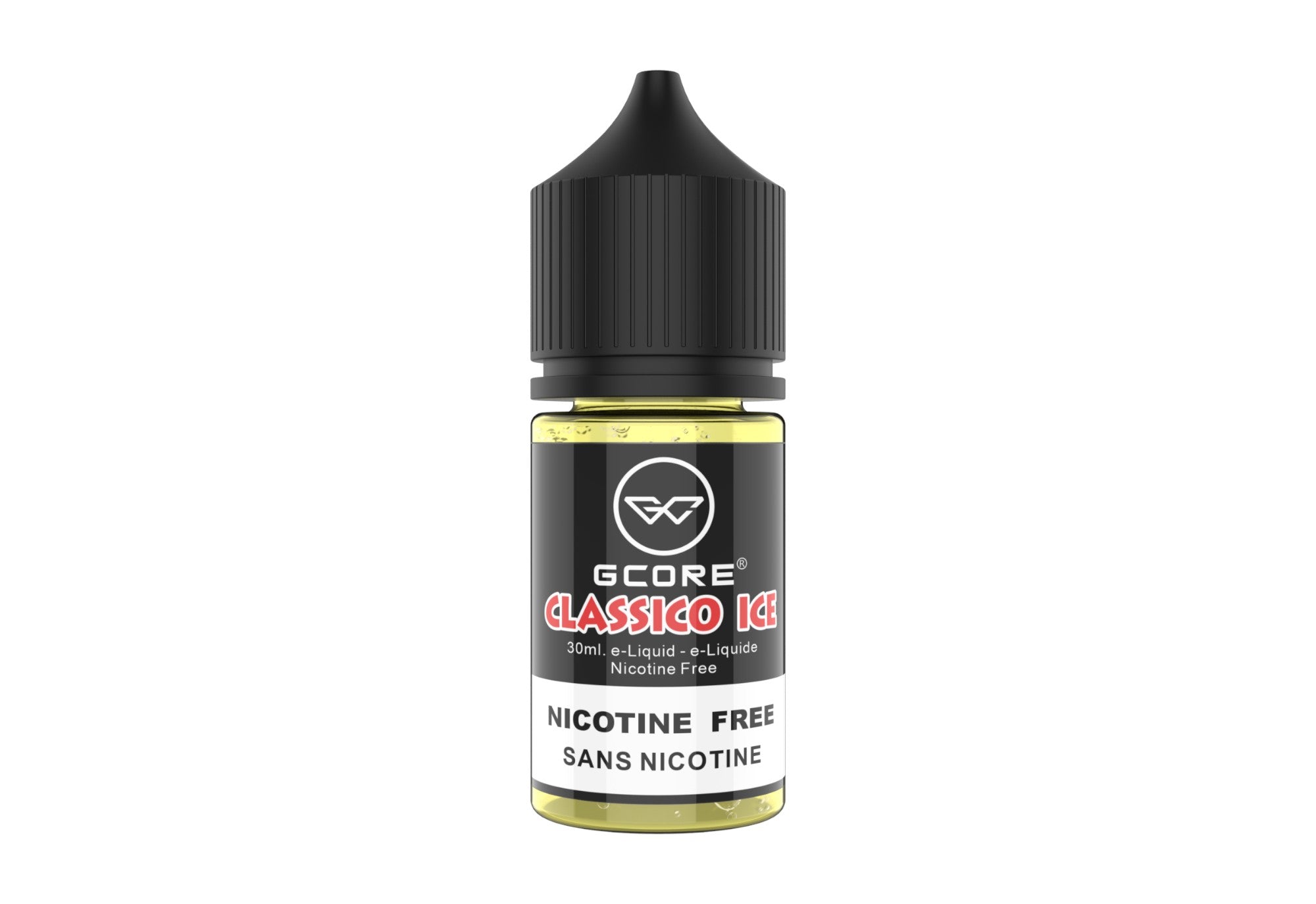 Vape juice bottle labeled 'Gcore Classic Ice' on a white background