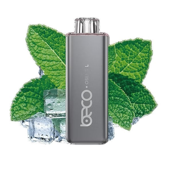 ORCO vape device with mint leaves and ice cubes on a white background