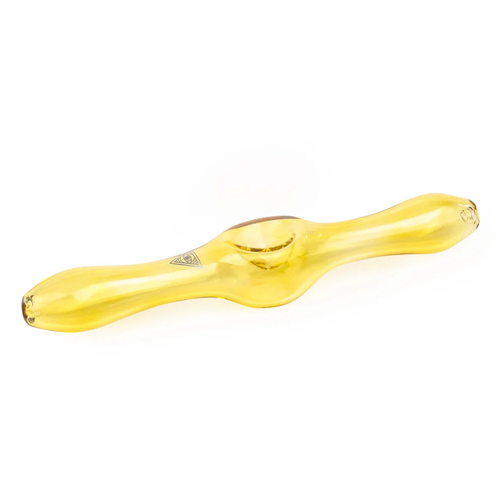 Yellow glass pipe on a white background