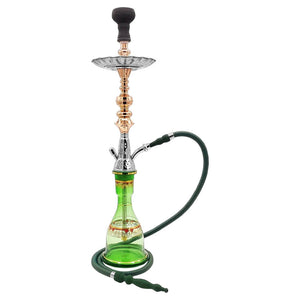 Shisha with green base and gold accents on white background