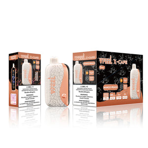 Vape device with packaging on a white background