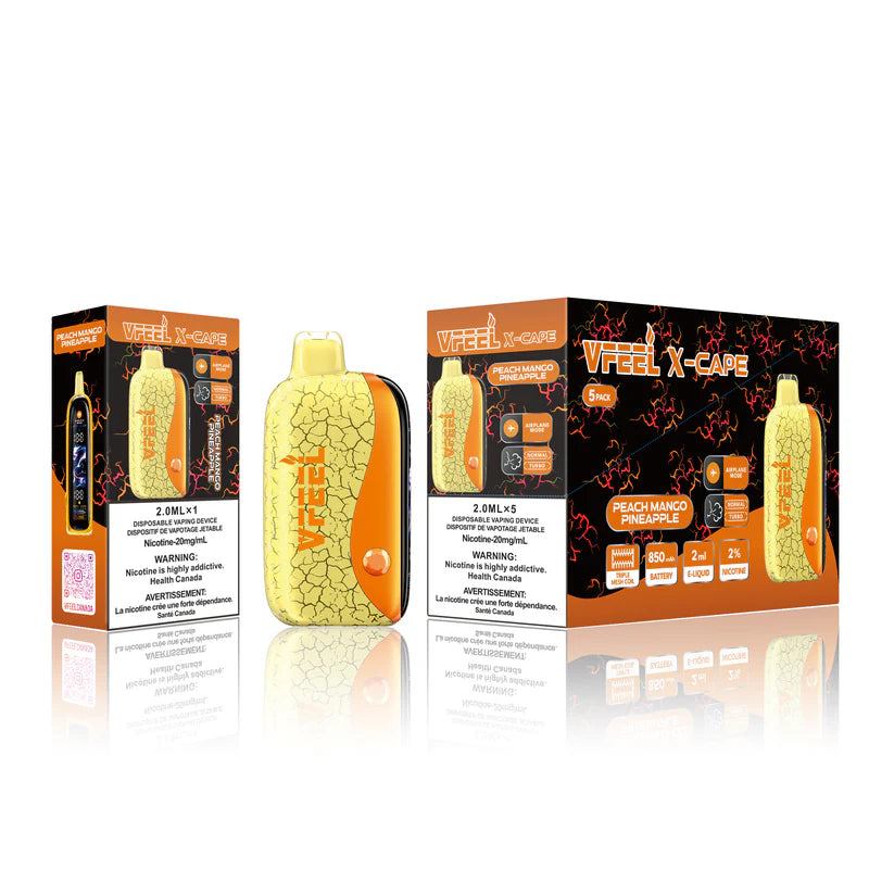 Vape device with packaging on a white background